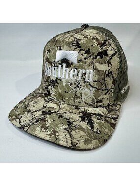 Southern String Hat Co January 2026 Camo Trucker Mesh Snapback Hat Embroidered